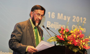 R K Pachauri (Director General, TERI) at project event, May 2012